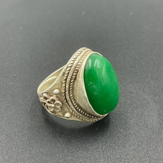 Beautiful Vintage Antique Old Silver And Jade Sto… - image 7