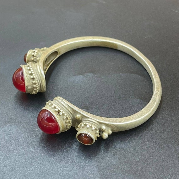 Vintage Old Silver Tibetan Unique Bangle Bracelet… - image 1