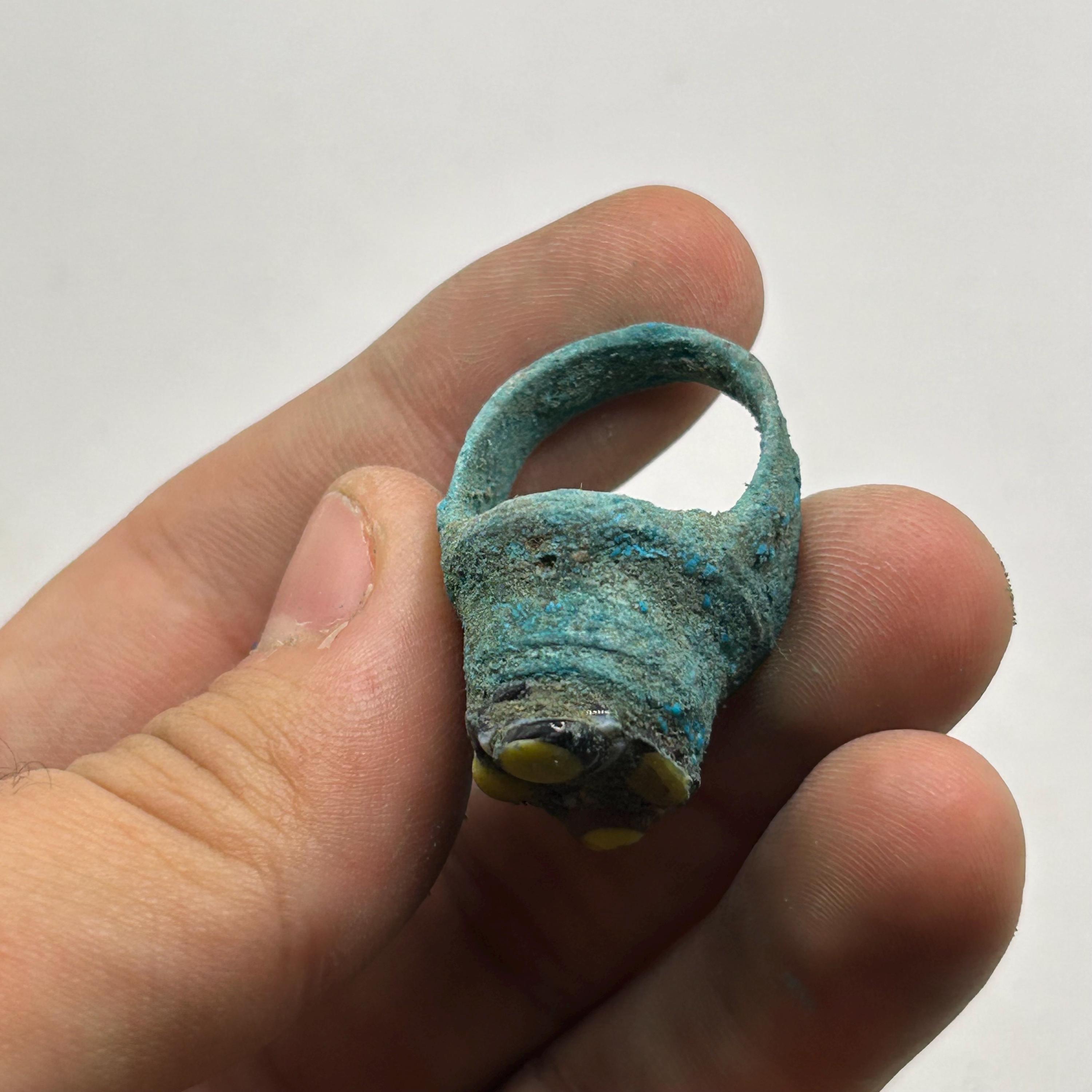 古代ローマの青銅モザイクガラスリング：歴史的遺物 - Etsy 日本