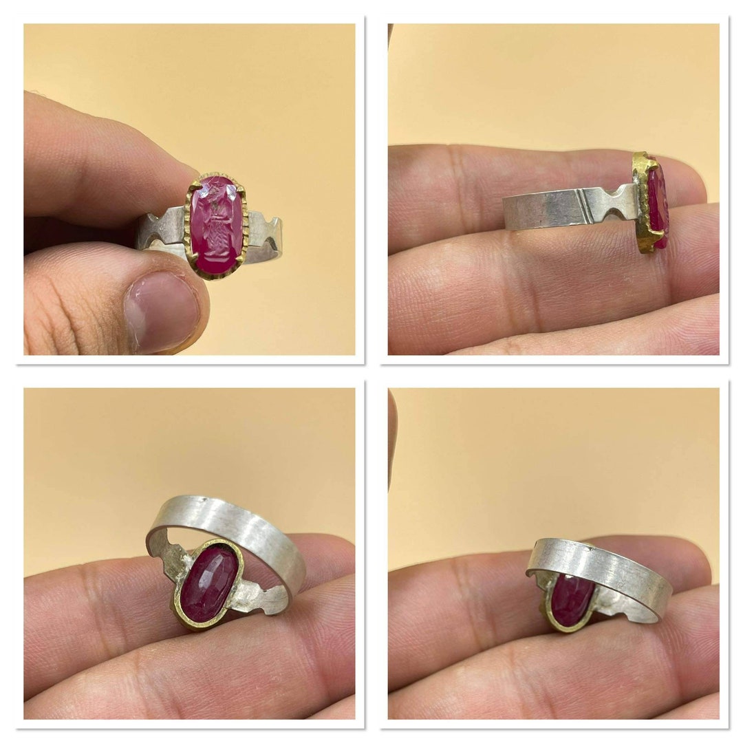 Unique Ancient Old Ruby Stone Roman King Engravings Rare 925 Genuine ...