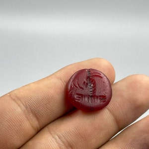 Ancient Old Roman Natural Agate Stone Animal Intaglio Seal Stamp Cabochon Bead , Antique Cabochon Bead , Jewelry Making Cabochon Bead