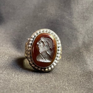 Stunning Ancient Old Agate Stone Roman King Engravings Rare 925 Genuine Solid Silver Ring, Antique Ring,Agate Ring, Afghanistan Ring