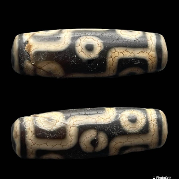 Extremely Rare Ancient Very Old Himalayan Indo Tibetan Powerful 9 Eye Old Agate Dzi Rare Amulet Bead