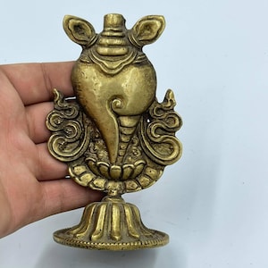 Beautiful Antique Near Eastern Vintage Old Bronze Shell Flower Carved Stand