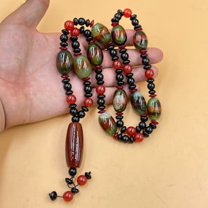 Old Natural Agate Stone Bead Necklace
