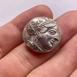 Ancient Greek Athens Athena Owl Bronze Coated Coin