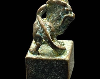 Unique Ancient Old Roman Bronze Animal Statue Carved Rare Unique Seal Stamp Amulet Pendent