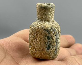 Amazing Authentic Ancient Very Old Iridescent Roman Glass Unique Perfume Bottle Found In Afghanistan Balkh Circa 200-300AD