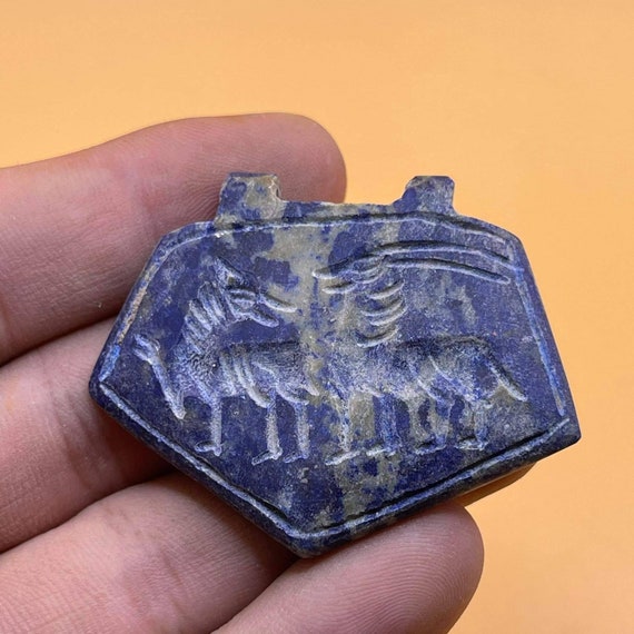 Lovely Ancient Old Lapis Lazuli Stone 2 Animal En… - image 2