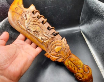 Hand Carved Jade Stone Tibetan Sword Knife: Ancient Chinese Style