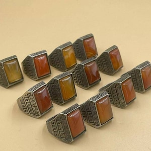 Lot Sale 12 PCS Beautiful Antique Old Near Eastern Carnelain Agate Stone With Silver Plated Wonderful Unique Excellent Ring