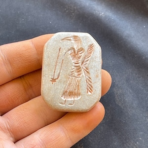 Unica pietra antica del Vicino Oriente, bellissime incisioni, raro, eccellente, adorabile timbro con sigillo, amuleto