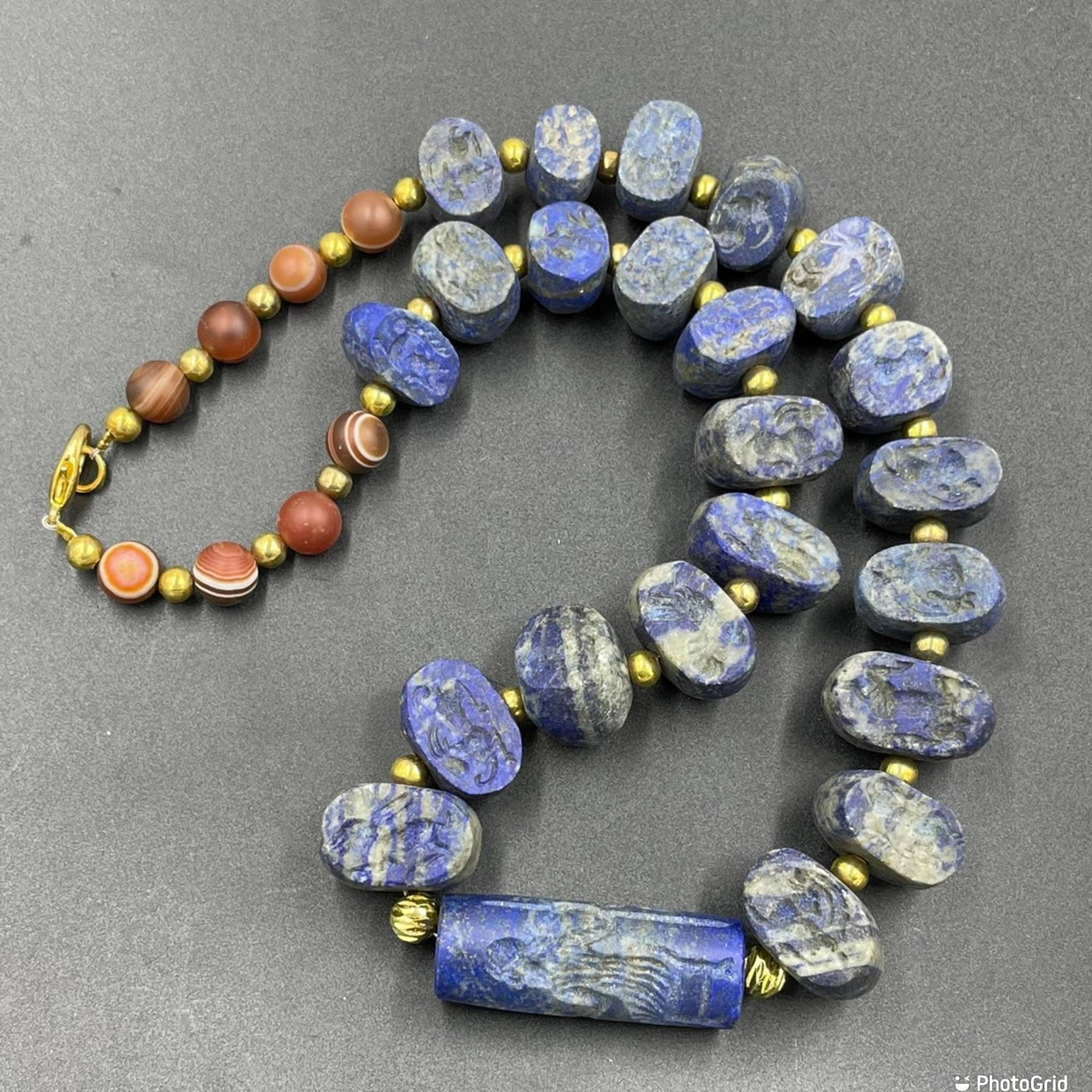 Ancient Lapis Lazuli Stamp Intaglio Beads, Ancient Lapis