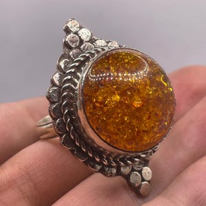 Vintage Tibetan Brass Ring With Natural Coapl Adjustable Free Size Ring
