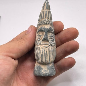 Antique Near Eastern Old Ancient Stone carved Beard King Head Bust Statute