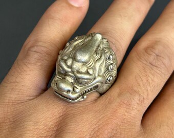 Vintage Tibetan Bronze Dragon Head Ring