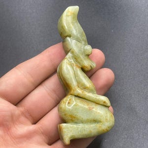Unique Ancient Near Eastern Old Jade Stone Worshipper Statue Carved Figure