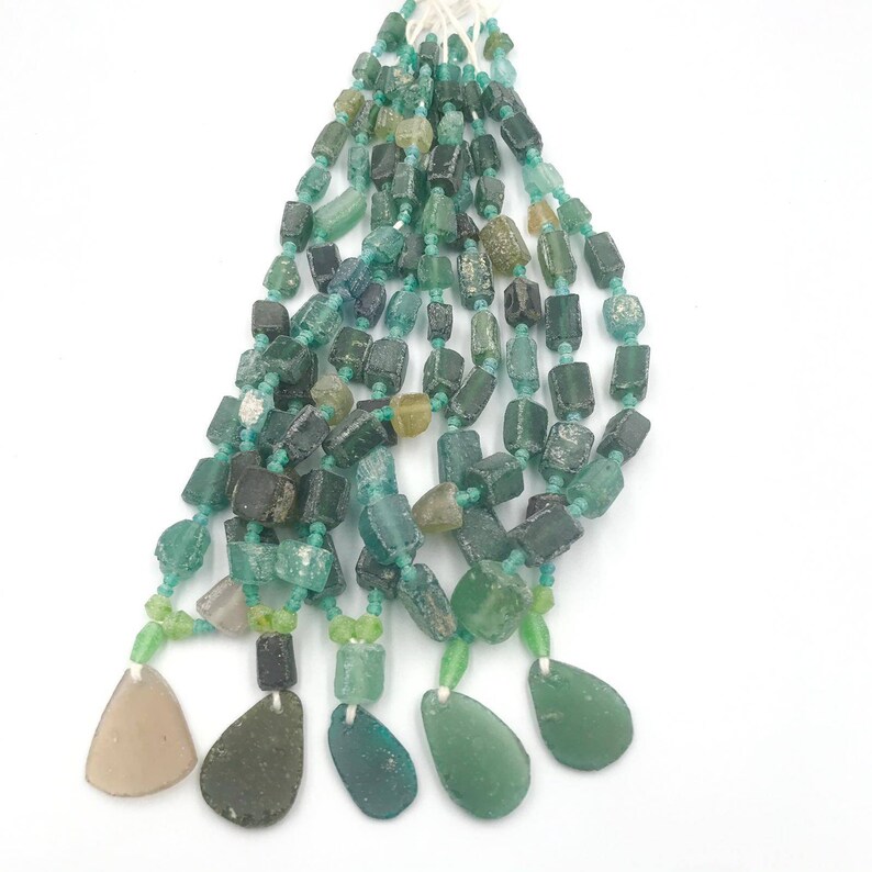 Sale 5 Strands 2000 years Old Ancient Roman glass Original Glass Rare Beads Strand Necklace From Afghanistan For making ancient jewelry