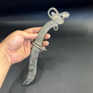 Ancient Roman Wonderful Bronze Excellent Rare Sword With Animal Handle Great Antiques Collection