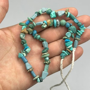 Unique Antique Ancient Old Near Eastern Turquoise Stone Beads Rare Excellent Necklace