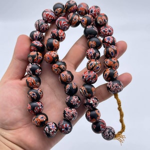 Beautiful Antique Old African Mosaic Glass Beads Rare Unique Excellent Necklace Authentic Antiques Collection