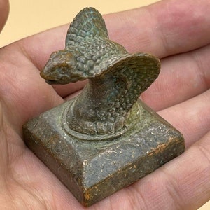 Ancient Roman Bronze Snake Statue: Rare Carved Seal Stamp