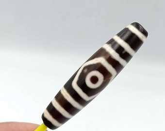 Ancient Very Old Unique Tibetan Powerful 3 Eye Lucky Old Agate Dzi Bead