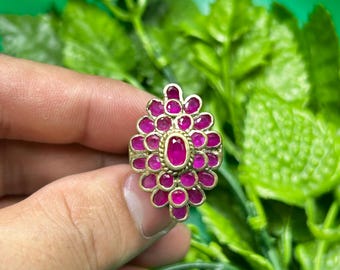 Vintage Viktorianische Bronze Ring: Rubin Stein, Selten & Einzigartig
