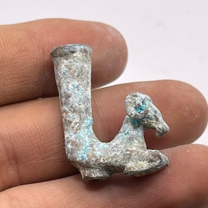 Beautiful Ancient Near Eastern Ancient Old bronze small Rhyton vase in the form of A Goat Animal