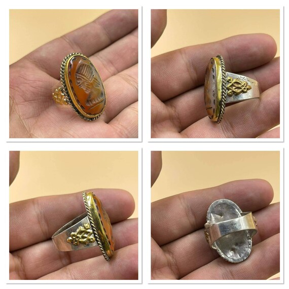 Incroyable ancienne pierre dagate ancienne romaine Roi intaglio Rare 925 Veritable bague en argent massif bague antique bague en agate bague en Afghanistan Etsy France
