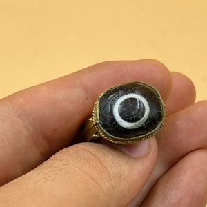 Ancient Phoenician Glass Eye Ring: Gold Gilded Bronze, Rare Gift Ring