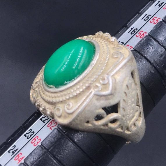 Antique Ancient Old Jade Stone And Silver Plated … - image 4