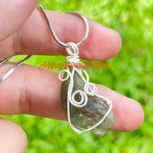 Raw Moldavite Pendant: Natural Czech Tektite with Free Chain