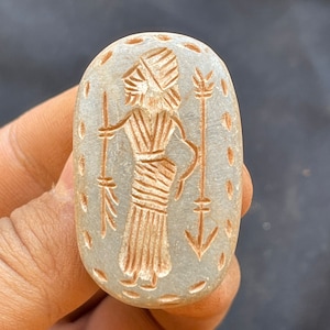 Meravigliose incisioni del re romano in pietra antica del Vicino Oriente, amuleto con timbro con sigillo, raro ed eccellente