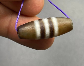 Spectacular Ancient Antique Very Old Tibetan Dzi Agate Bead Rare Stripes Amulet Bead