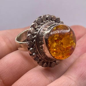 Vintage Tibetan Brass Ring With Natural Coapl Adjustable Free Size Ring