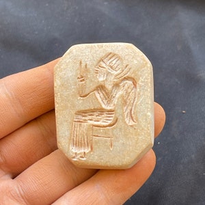 Rare incisioni del re romano in pietra antica del Vicino Oriente, amuleto con timbro con sigillo, raro ed eccellente