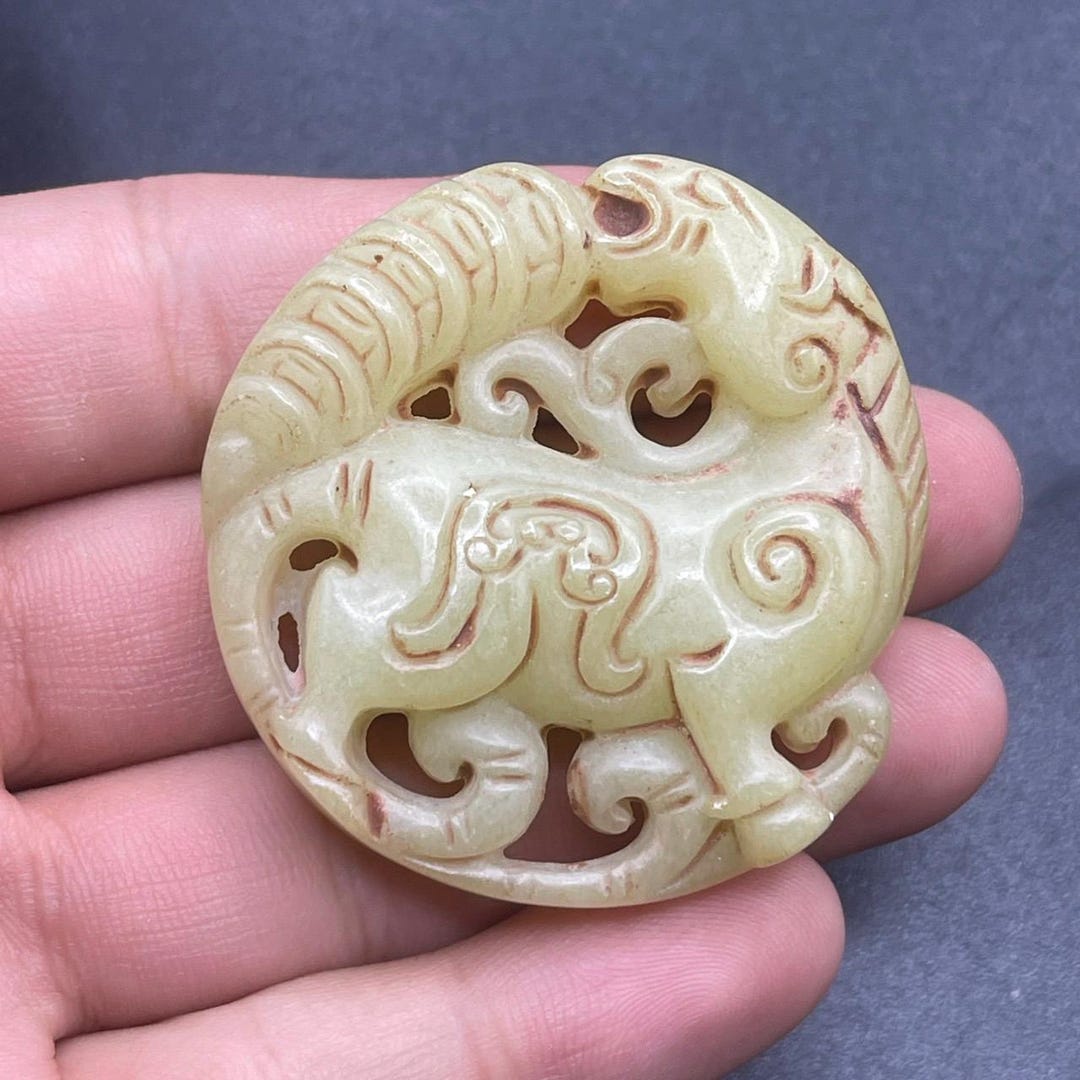 Amazing Ancient Chinese Tang Dynasty Jade Stone Animal Bitting Carved ...