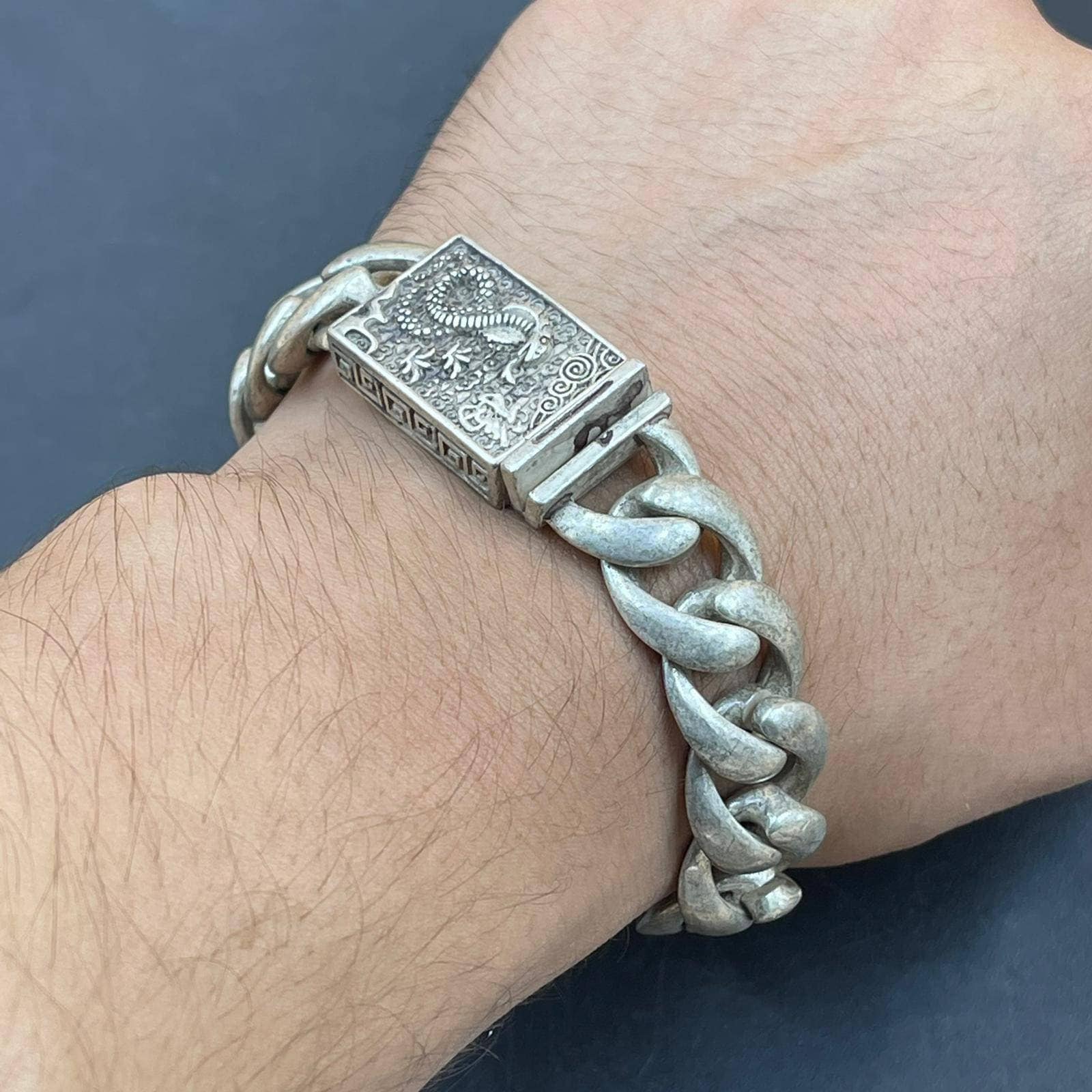 Antique Handmade Silver Chain Bracelet: Northern Thailand Design