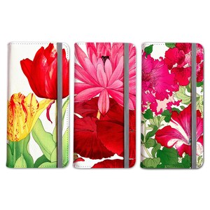 Tanagami Pink Flowers Art  Wallet Phone Case, Folio Flip Case Fits iPhone 13, 12, 11, 8, 7, 6, 5,  SE, Pro Xr, Xs, Floral Phone Case