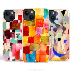 Colourful Art Phone Case, Abstract Art for iPhone 16, 15, 14, 13, 12, 11, X, XR, XS, 8, SE, Paul Klee Persian Nightingales, Yellow Rythms