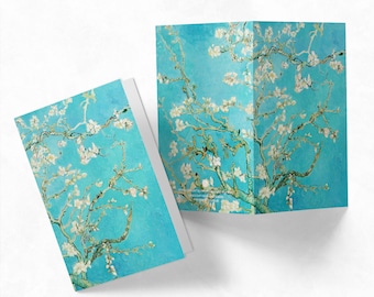 Van Gogh Almond Blossom Art Cards, Single or Pack of 10 Notecards with Envelopes, Notelet Set, Personalised or Blank Floral Art Cards