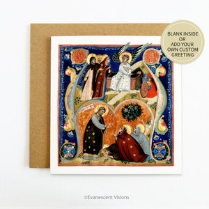 Carte d'illumination médiévale, carte de Noël ou de Pâques personnalisée ou vierge, carte religieuse chrétienne, Pâques du 14e siècle, à l'unité ou en paquet