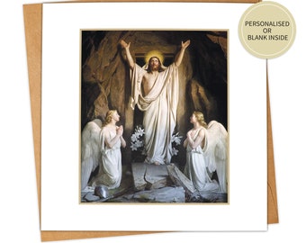 Religious Easter Greeting Card, The Resurrection of Christ, Personalised or Blank, Carl Heinrich Block Christian Art Card