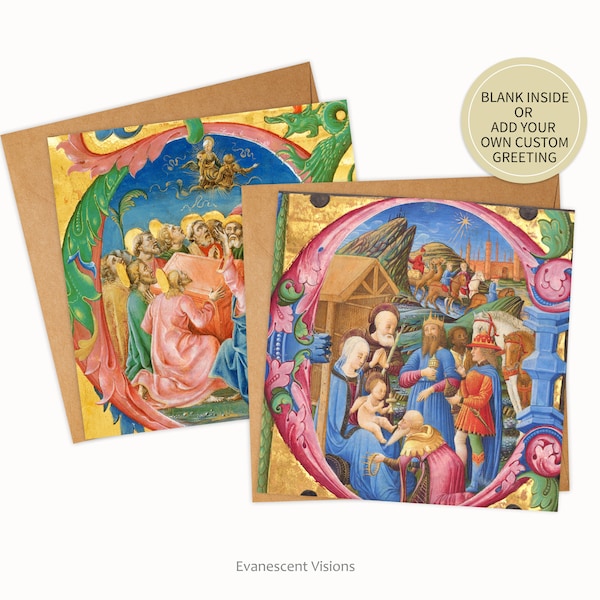 Religious Illumination Card,  Medieval and Renaissance Art Personalised or Blank, Card Choice Traditional Christmas Card