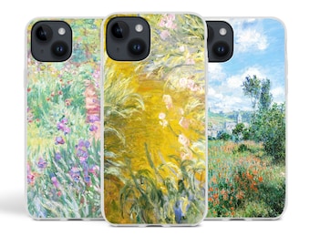 Monet Art Phone Case for iPhone 16, 15, 14, 13, 12, 11, 10, X, XR, XS, Max, Pro, 8, SE  Fine Art, Irises, Giverny, Painting