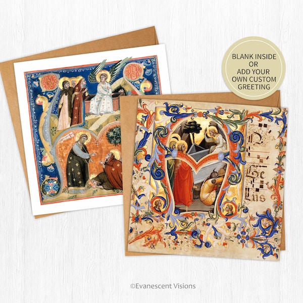 Medieval Illuminations Traditional Easter Card, Religious Greeting Art Card, Personalised or Blank, Single or Pack Card Choice