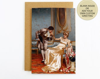 The Suitor Love Card, Anniversary or Valentine Card, Couples Card, Personalised or Blank, Vittorio Reggianini Painting Art Card