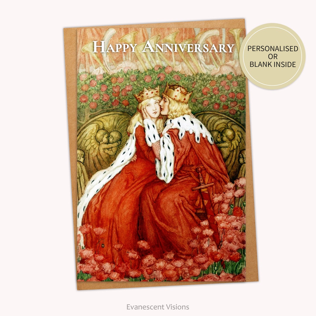 King and Queen Anniversary Card, Aucassin and Nicolette Romantic Love