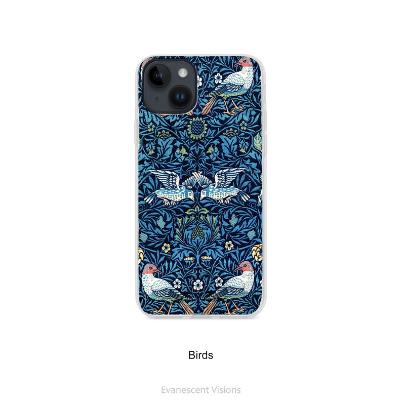 William Morris Designs Phone Case for iPhone 16, 15, 14, 13, 12, 11, 10, X, XR, XS, Max, Pro, 8, 7, SE, Fine Art, Birds, Violet image 7